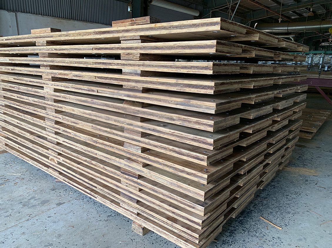 Finished 8x14 bamboo mats stacked for dispatch